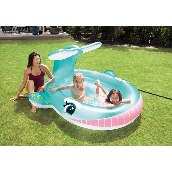 Intex 57440EP 79" x 77" x 36" Inflatable Whale Spray Kiddie Pool for Kids 2+