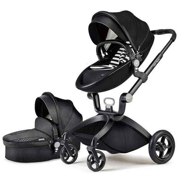 Hot Mom Baby Stroller: Height-Adjustable Seat and Reclining Baby Carriage in Black