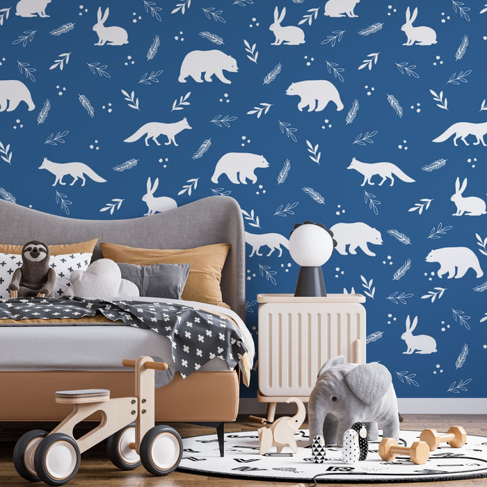 TeepeeJoy Animal Themed Nursery Wallpaper and Kids Room Wallpaper - Winter Wildlife Wonders