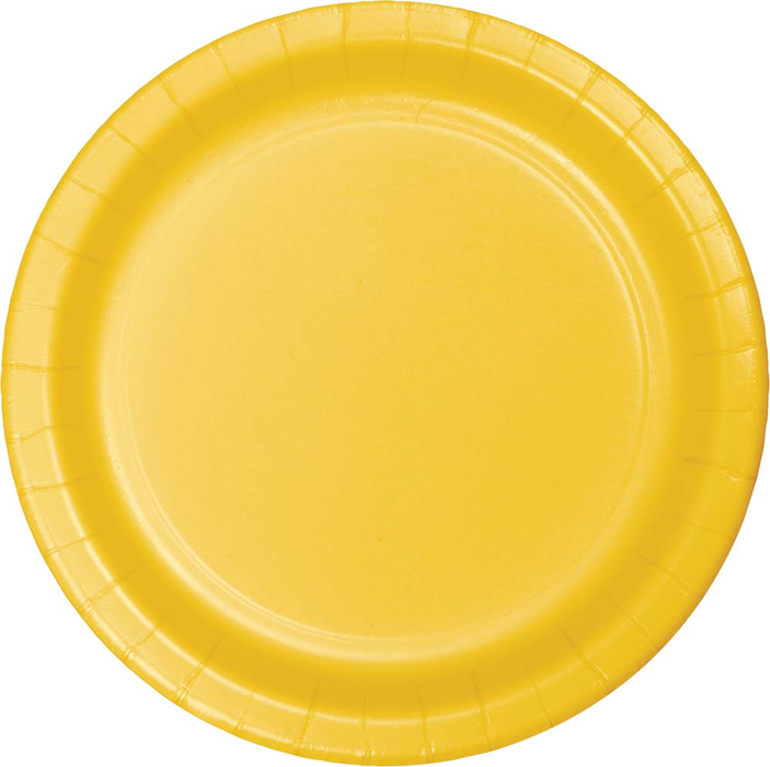 Party Decorations School Bus Yellow Paper Banquet Plates, 24 ct