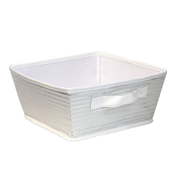 Closet Complete Silver Striped Canvas Small Storage Bin