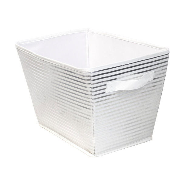 Closet Complete Silver Striped Canvas Large Storage Bin