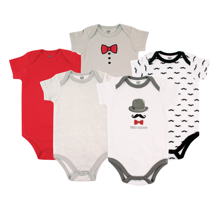 Hudson Baby Infant Boy Cotton Bodysuits 5 Pack, Gentlemen