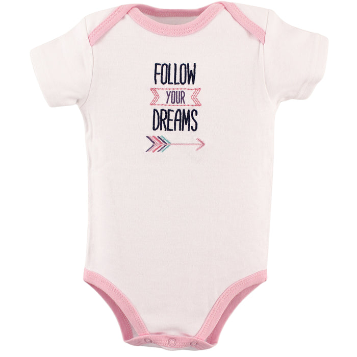 Hudson Baby Infant Girl Cotton Bodysuits 5 Pack, One Of A Kind