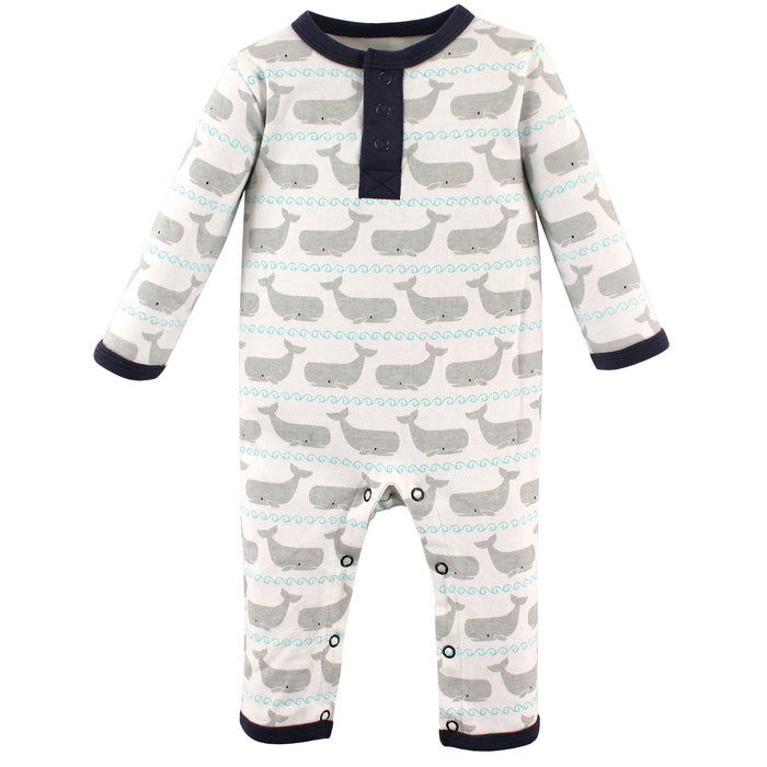 Hudson Baby Infant Boy Cotton Coveralls 2 Pack, Whale
