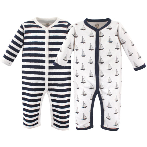 Hudson Baby Infant Boy Cotton Coveralls 2 Pack, Sailboat