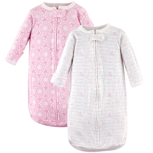 Hudson Baby Infant Girl Cotton Long-Sleeve Wearable Blanket, Script