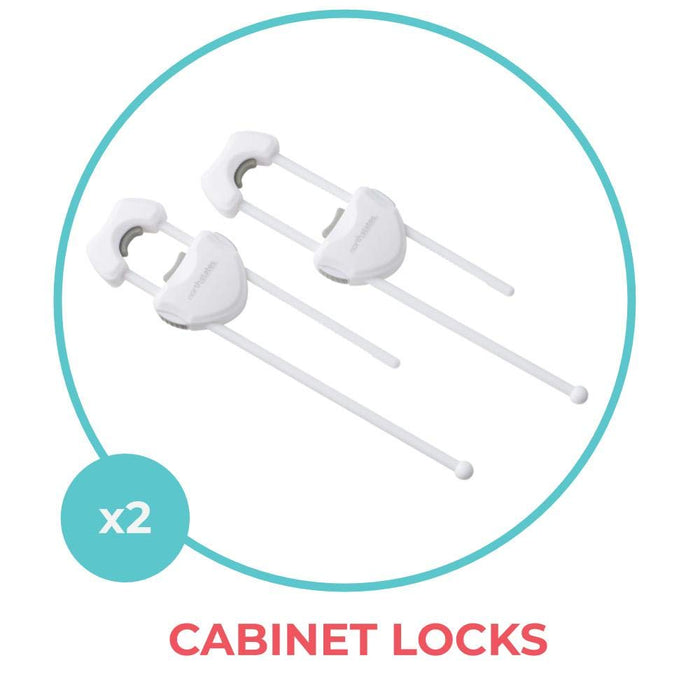 Toddleroo Large Sliding Cabinet Locks 2-Pack, White