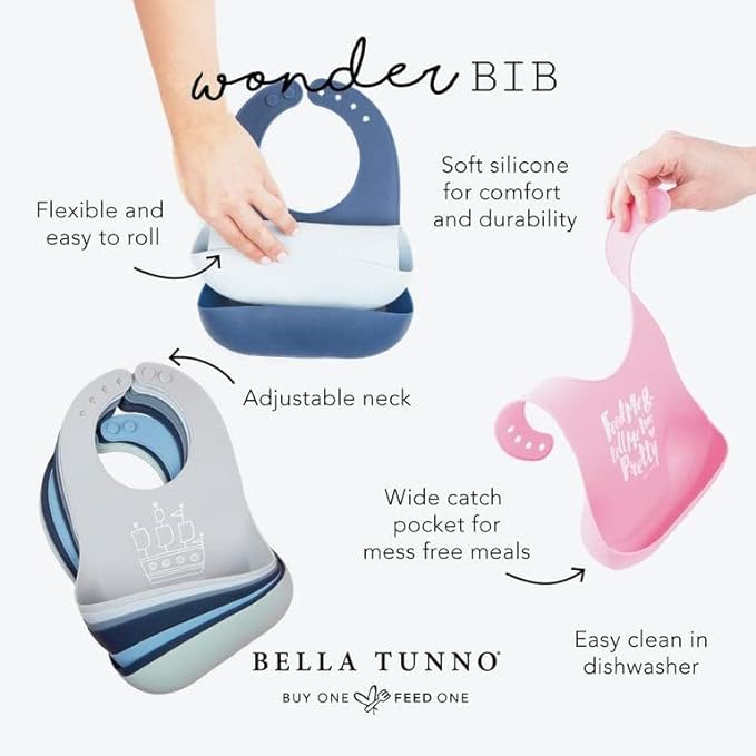 Bella Tunno Wonder Bib - Adjustable Silicone Baby Bibs for Boys, Baby Bro