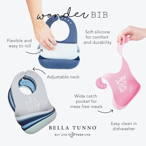 Bella Tunno Wonder Bib – Silicone Baby Bib for Girls & Boys with Adjustable Neck, Just Like Dad
