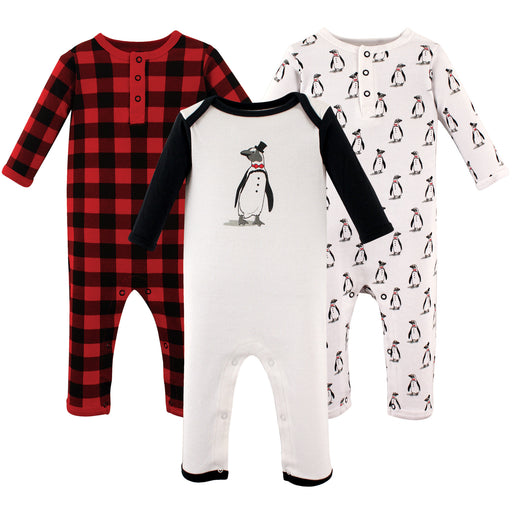 Hudson Baby Infant Boy Cotton Coveralls 3 Pack, Penguin