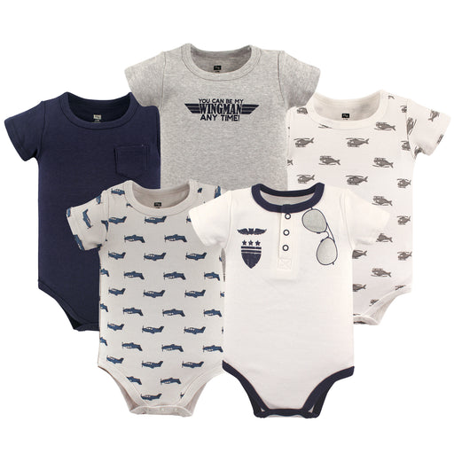 Hudson Baby Infant Boy 5-Pack Cotton Bodysuits, Wingman