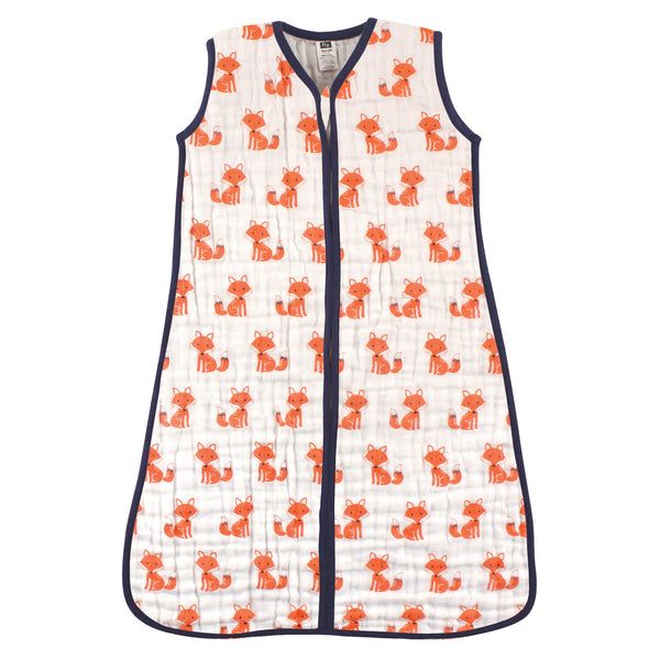 Hudson Baby Infant Boy Muslin Cotton Sleeveless Wearable Blanket, Foxes