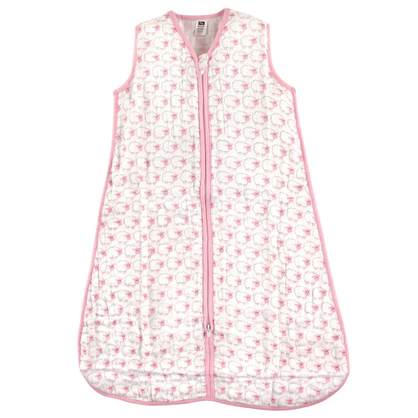 Hudson Baby Infant Girl Muslin Cotton Sleeveless Wearable Blanket, Pink Sheep