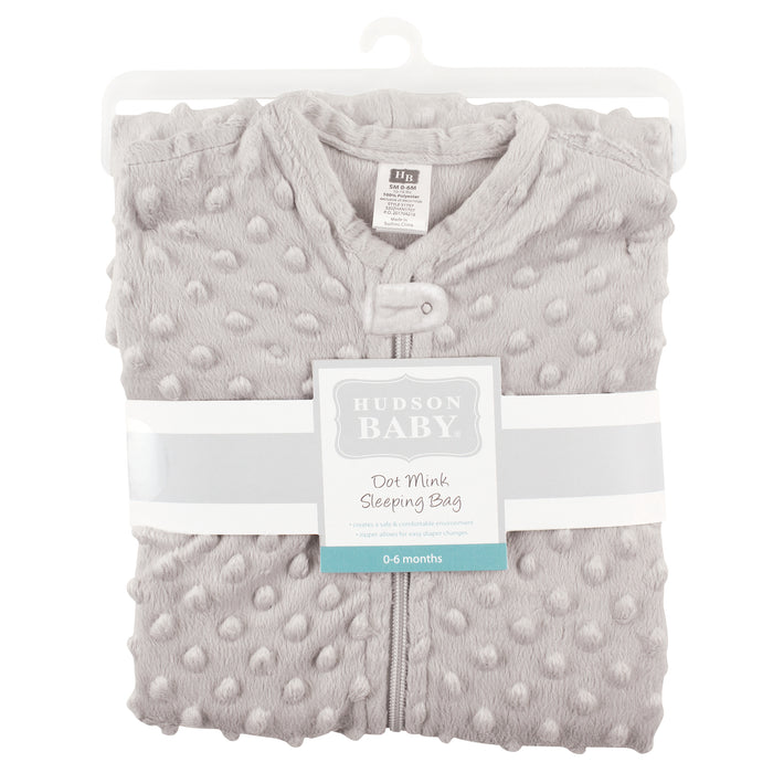 Hudson Baby Infant Plush Sleeping Bag, Sack, Blanket, Light Gray Dot Mink