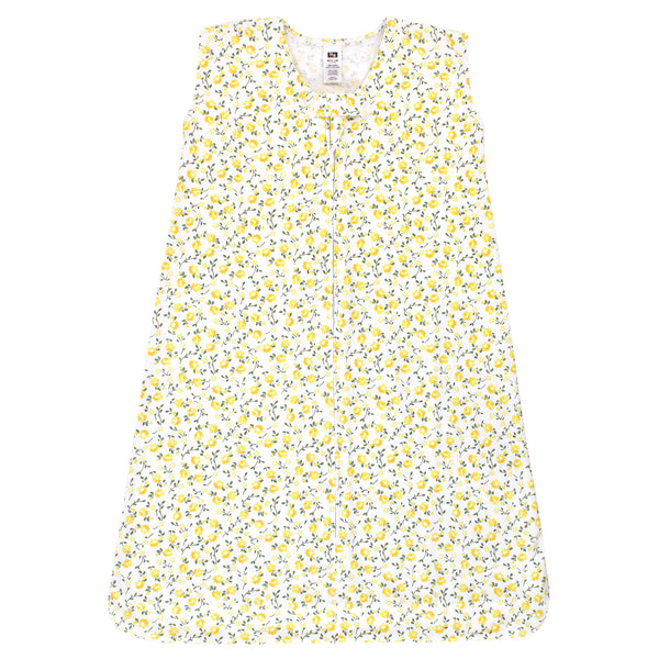 Hudson Baby Infant Girl Cotton Sleeveless Wearable Blanket, Yellow Flower