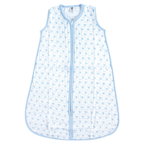 Hudson Baby Infant Boy Muslin Cotton Sleeveless Wearable Blanket, Blue Sheep