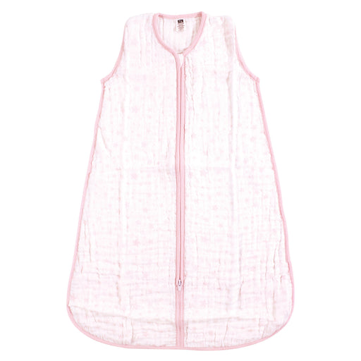 Hudson Baby Infant Girl Muslin Cotton Sleeveless Wearable Blanket, Pink Stars