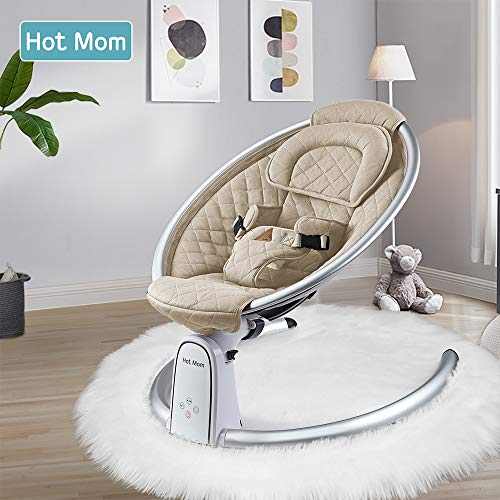 Hot Mom Electric Baby Bouncer - Bluetooth-Enabled Automatic Swing in Beige