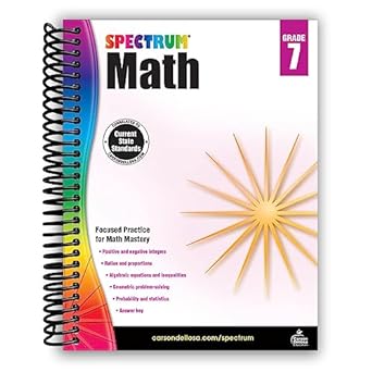 Lay it Flat Spectrum 7th Grade Math Workbook (Spiral Bound)