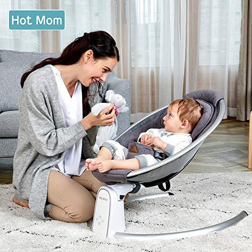 Hot Mom Electric Baby Bouncer - Bluetooth-Enabled Automatic Swing in Dark Gray