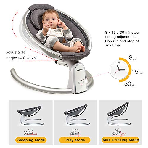 Hot Mom Electric Baby Bouncer - Bluetooth-Enabled Automatic Swing in Dark Gray