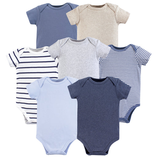 Hudson Baby Infant Boy Cotton Bodysuits 7 Pack, Boy Basic