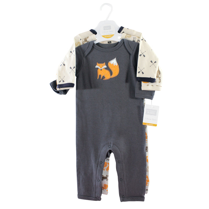 Hudson Baby Infant Boy Cotton Coveralls 3 Pack, Forest