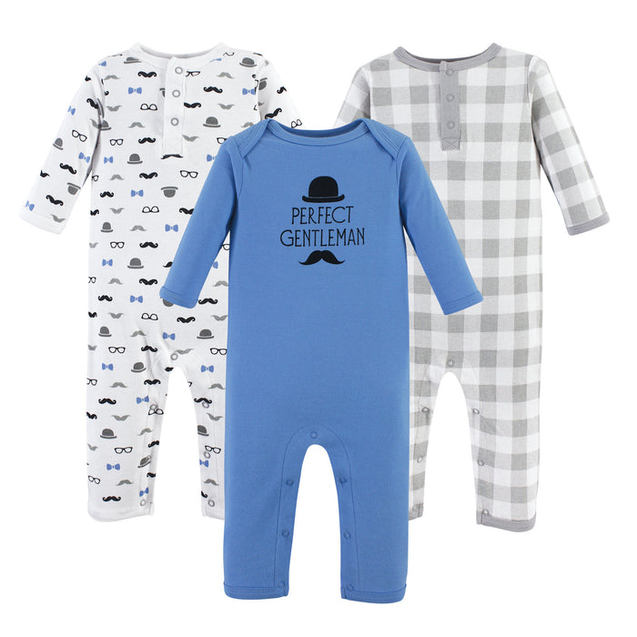 Hudson Baby Infant Boy Cotton Coveralls 3 Pack, Perfect Gentleman