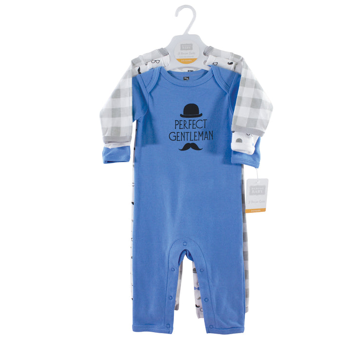 Hudson Baby Infant Boy Cotton Coveralls 3 Pack, Perfect Gentleman