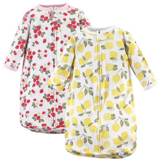 Hudson Baby Infant Girl Cotton Long-Sleeve Wearable Blanket, Strawberry Lemon