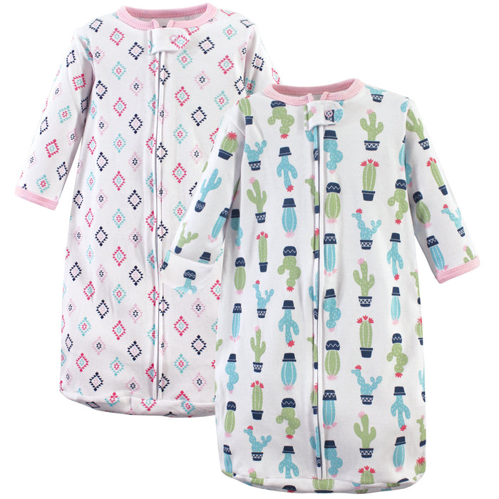 Hudson Baby Infant Girl Cotton Long-Sleeve Wearable Blanket, Girl Cactus