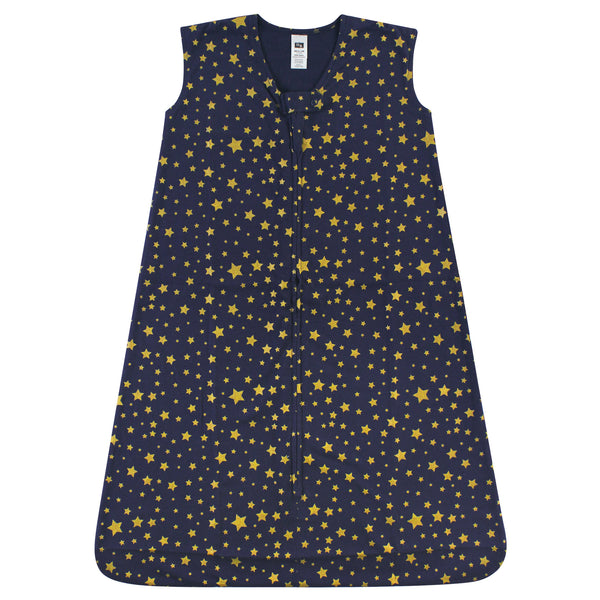 Hudson Baby Infant Cotton Sleeveless Wearable Blanket, Gold Navy Star