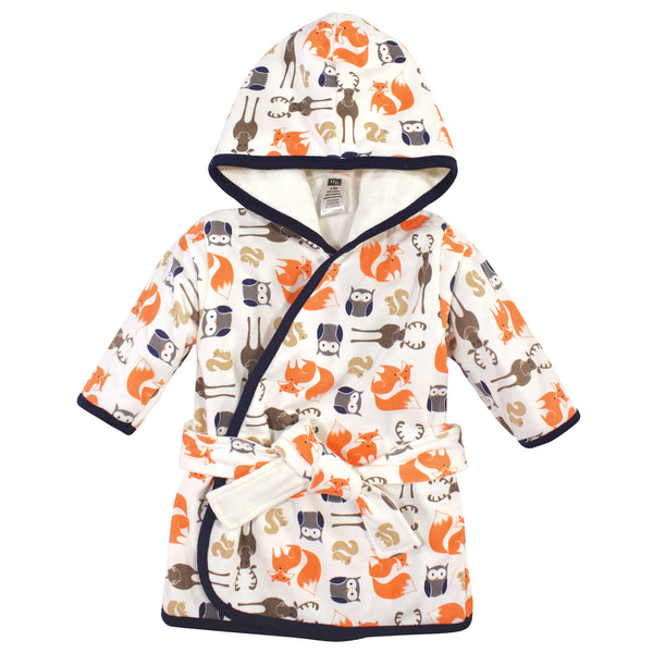 Hudson Baby Infant Boy Cotton Rich Bathrobe, Boy Forest, 0-9 Months