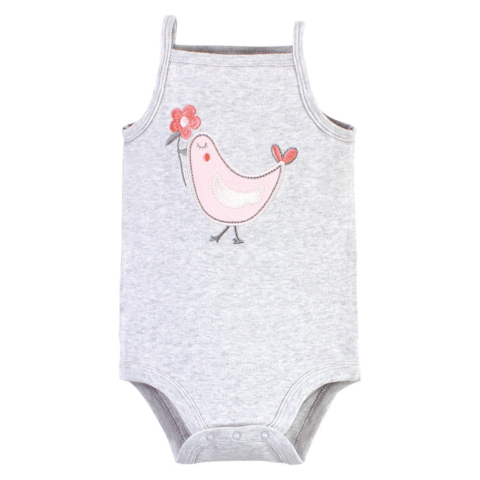 Hudson Baby Infant Girl Cotton Sleeveless Bodysuits, Sweet Bunny
