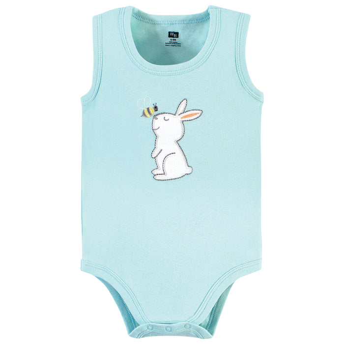 Hudson Baby Cotton Sleeveless Bodysuits, Bunny and Bee, 5-Pack
