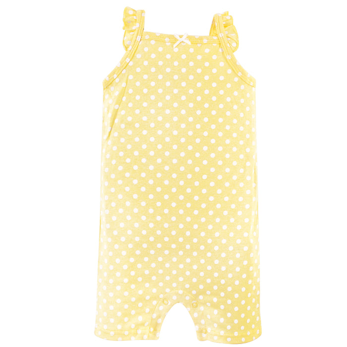 Hudson Baby Infant Girl Cotton Rompers 3 Pack, Daisy