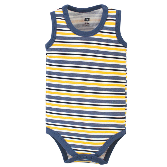 Hudson Baby Infant Boy Cotton Sleeveless Bodysuits 5 Pack, Sailor Dog