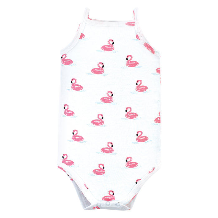 Hudson Baby Infant Girl Cotton Sleeveless Bodysuits 5 Pack, Summer Fun