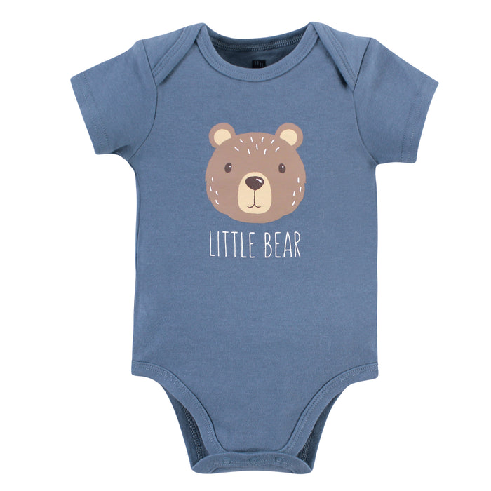 Hudson Baby Infant Boy Cotton Bodysuits 3 Pack, Little Bear