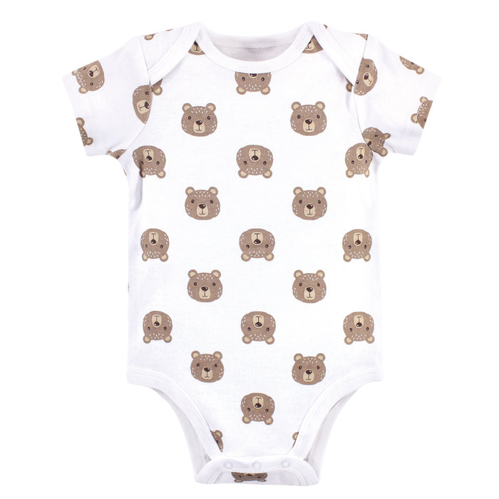 Hudson Baby Infant Boy Cotton Bodysuits 3 Pack, Little Bear
