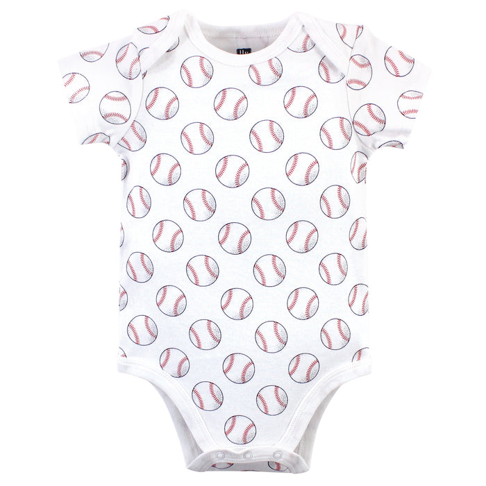 Hudson Baby Infant Boy Cotton Bodysuits 3 Pack, Baseball