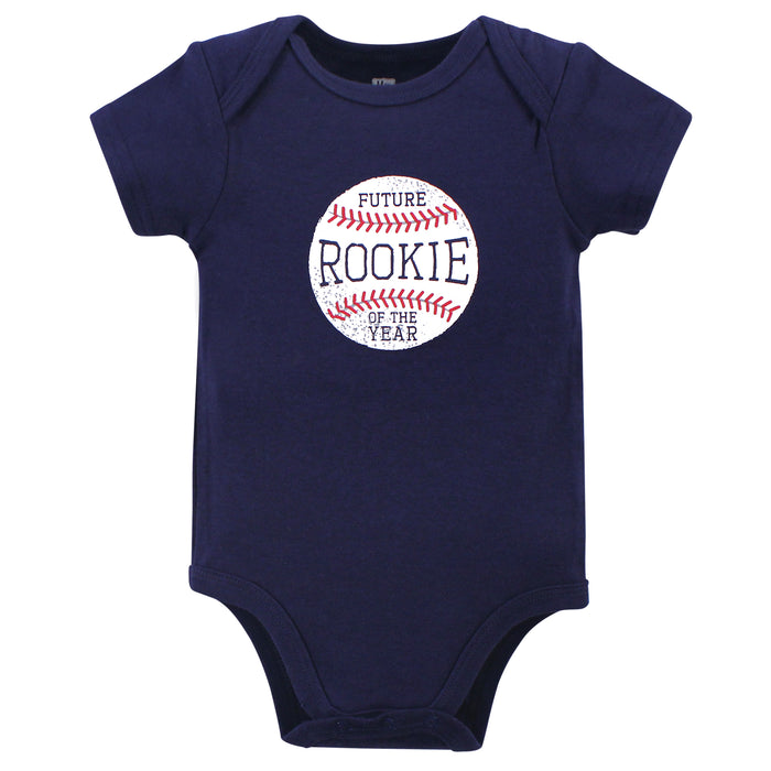 Hudson Baby Infant Boy Cotton Bodysuits 3 Pack, Baseball