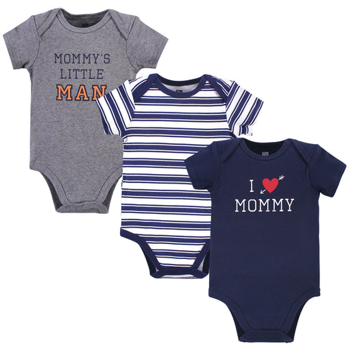 Hudson Baby Infant Boy Cotton Bodysuits 3 Pack, Boy Mommy