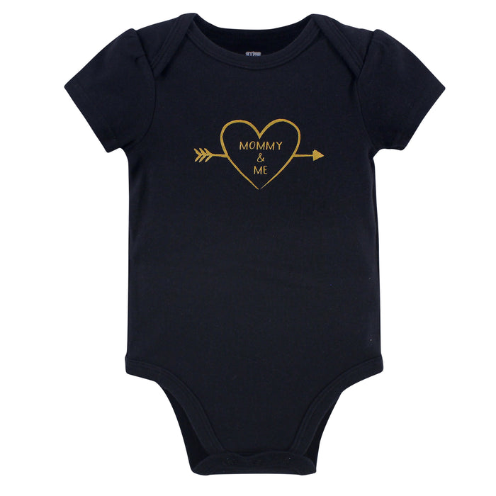 Hudson Baby Infant Girl Cotton Bodysuits 3 Pack, Love Xoxo