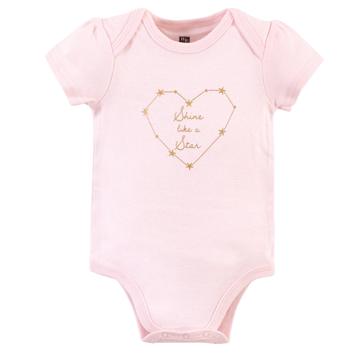 Hudson Baby Infant Girl Cotton Bodysuits 3 Pack, Dreamer