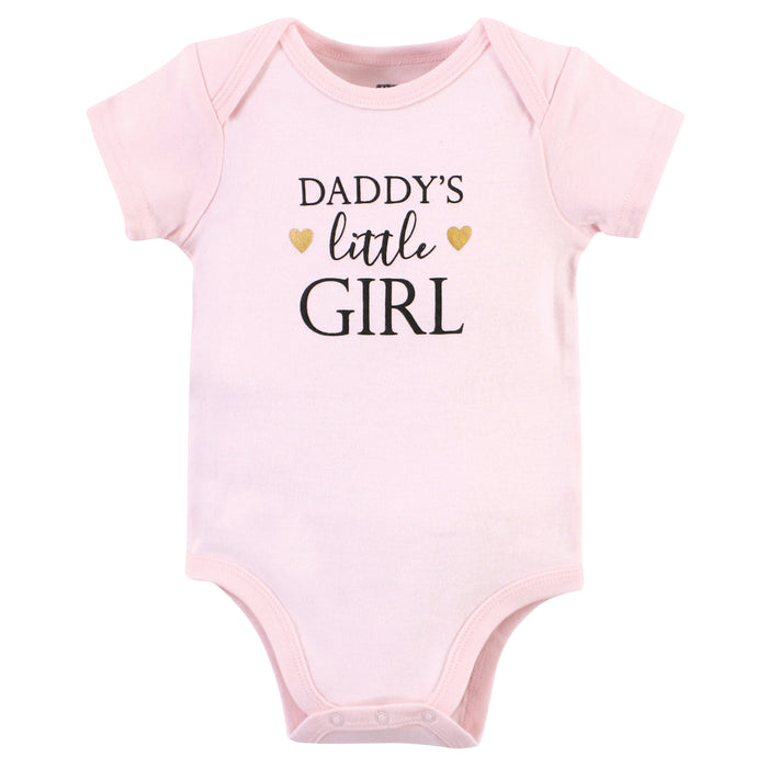 Hudson Baby Infant Girl Cotton Bodysuits 3 Pack, Girl Daddy