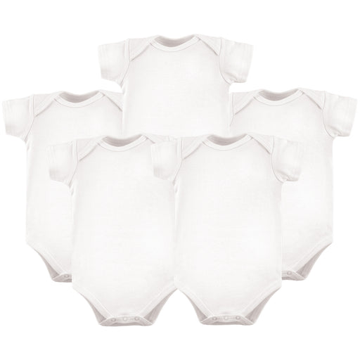 Hudson Baby Cotton Bodysuits 5-Pack, White