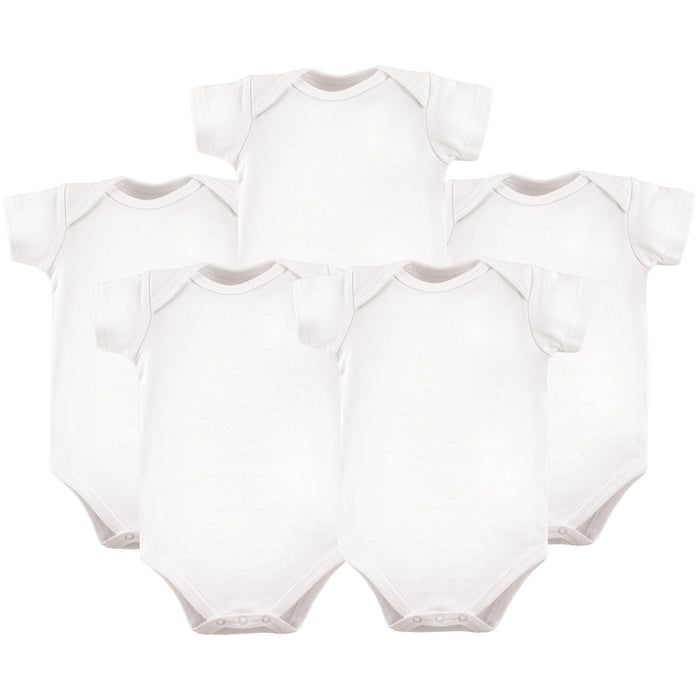Hudson Baby Cotton Bodysuits 5-Pack, White