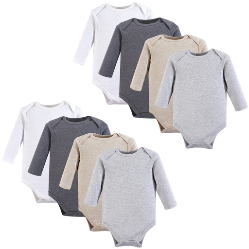 Hudson Baby 8-Pack Cotton Long-Sleeve Bodysuits , Heather Gray